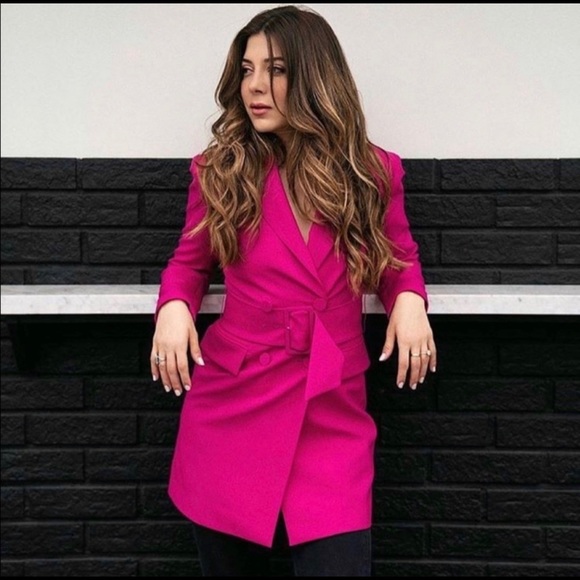 zara pink belted dress